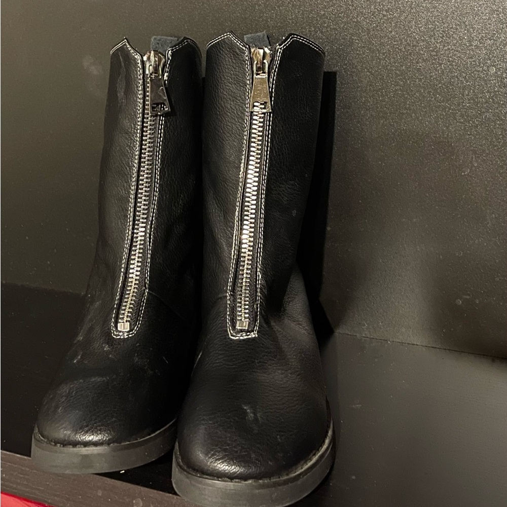 Black leather zipper boots, size 250/39/8